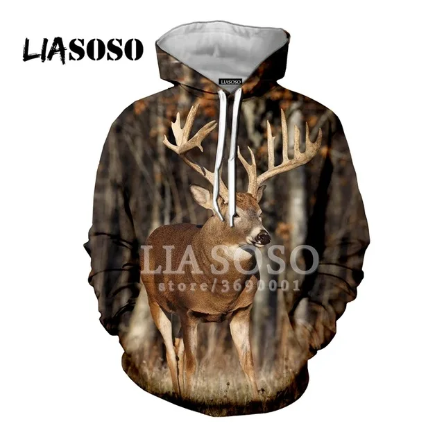 

Зимняя мужская и женская толстовка liaseo с 3D принтом оленя, виден глубоко в лесу, пуловер в стиле Харадзюку, толстовка, мужские толстовки