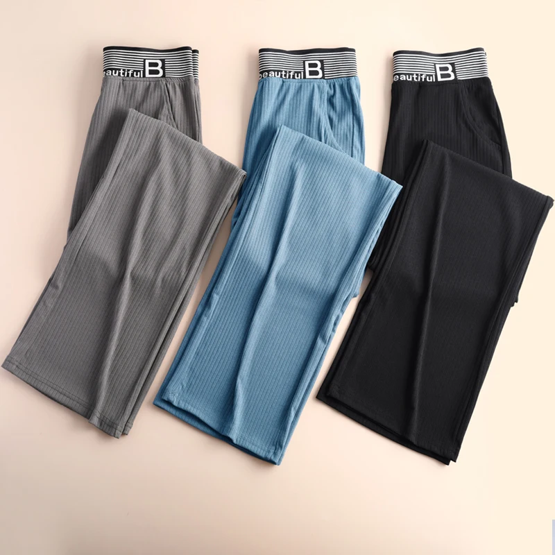 Брюки женские мягкие с широкими штанинами повседневные Слаксы завышенной талией