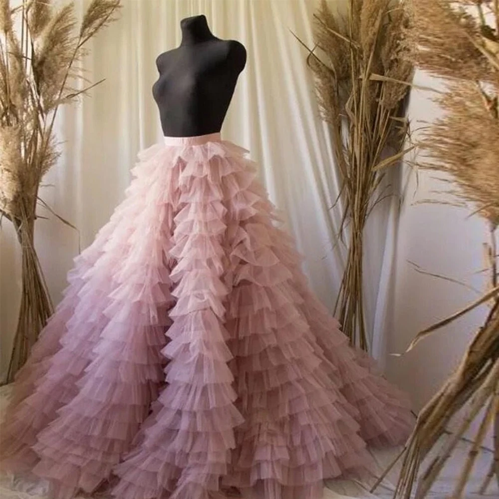 2021 Detachable Skirt for Wedding Dress Ball Gown Pink Crinoline Underskirt Big Ruffled Tulle Tiered Wedding Accessories
