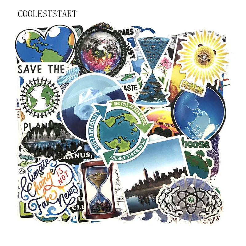 

50Pcs/set Global Warming Decal Stickers For Refrigerator Motorcycle Skateboards Laptop Luggage Pegatinas Bicycle Toy