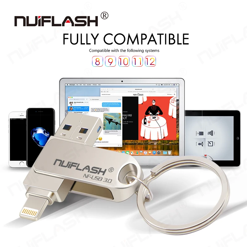 USB флешка для iPhone/IPad/Lightning/ios/OTG мобильного телефона флеш накопитель Micro 16 ГБ 32 64 usb 3