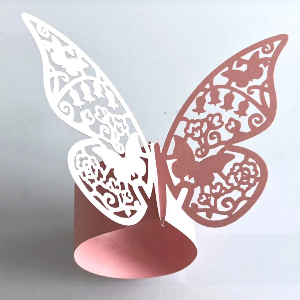 50pcs Hollow Butterfly Pearl Paper Napkin Rings Towel Buckle Serviette Holder Wedding Banquet Dinner Table Decoration New | Дом и сад