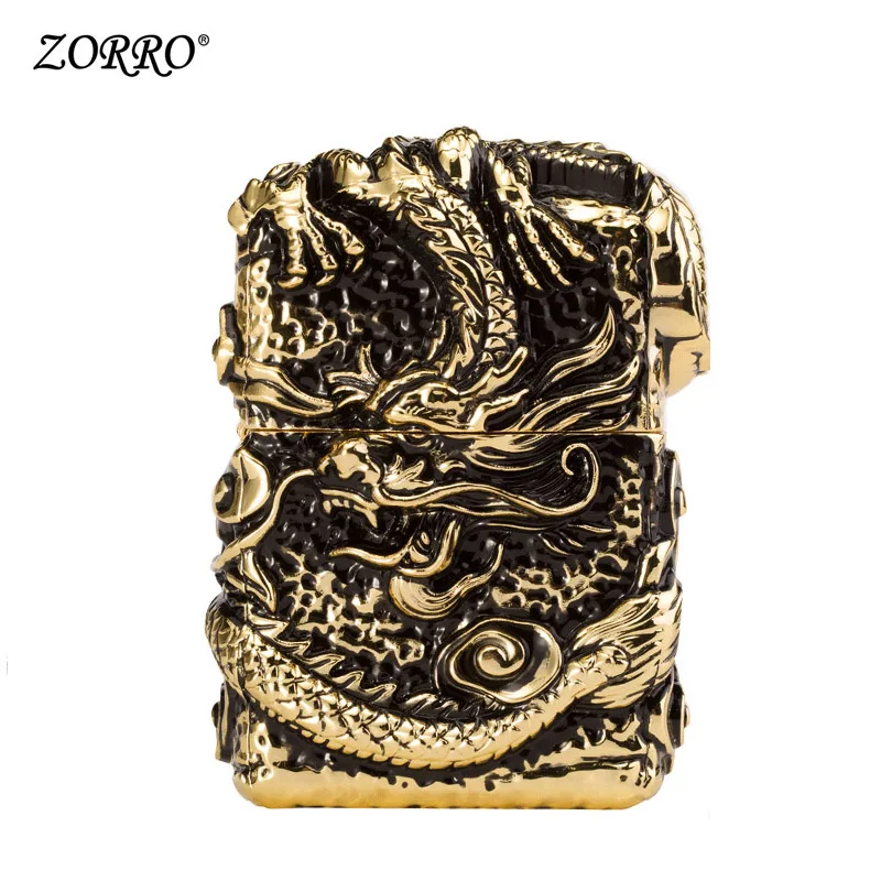 Goldblack Zorro керосиновая Зажигалка Windbreak Armor Divine Dragon индивидуальная нестандартная зажигалка подарок на день рождения для мужчин, чтобы отправить мальчиков - Цвет: Goldblack
