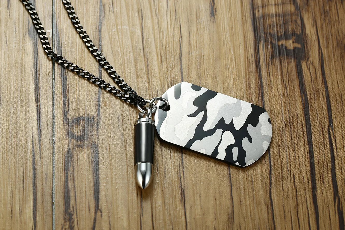 

FXM B32 stainless steel necklace hot sell man woman 47mm Army green rose color Bullet lover gift women Korea style