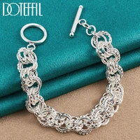 doteffil 925 sterling silver full circle chain bracelet for women man charm wedding engagement party fashion jewelry