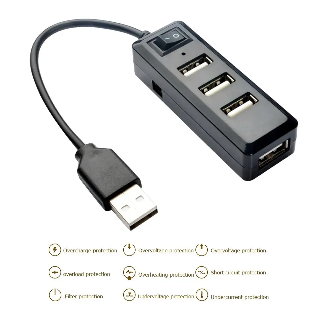 4 Порты USB 2 0 концентратор с коммутатор компьютер сплиттер Портативный удлинитель