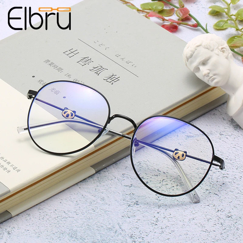 Elbru ультра светильник анти синий очки для близорукости Женская металлическая