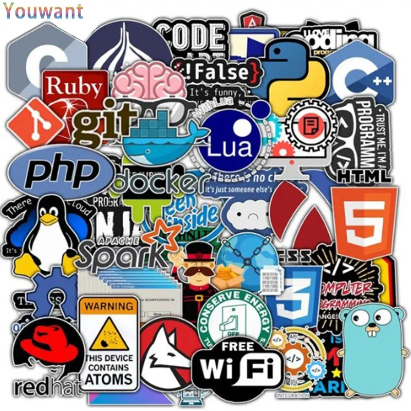 

10/30/50PCS New JAVA PHP Internet Programmer Kawaii Stickers For Children Stationery Laptop Fridge Skateboard Guitar Toy Sticker