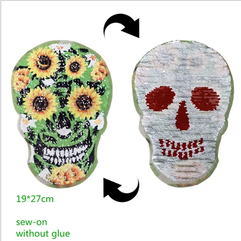 Раскладные бусины Подсолнух череп большие тканевые блестки вышитые печатные