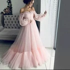 UZN элегантное розовое милое плиссированное платье для выпускного вечера горячая Распродажа с открытыми плечами одежда с длинным рукавом вечернее платье размера плюс, а-силуэт, длинный вечерние