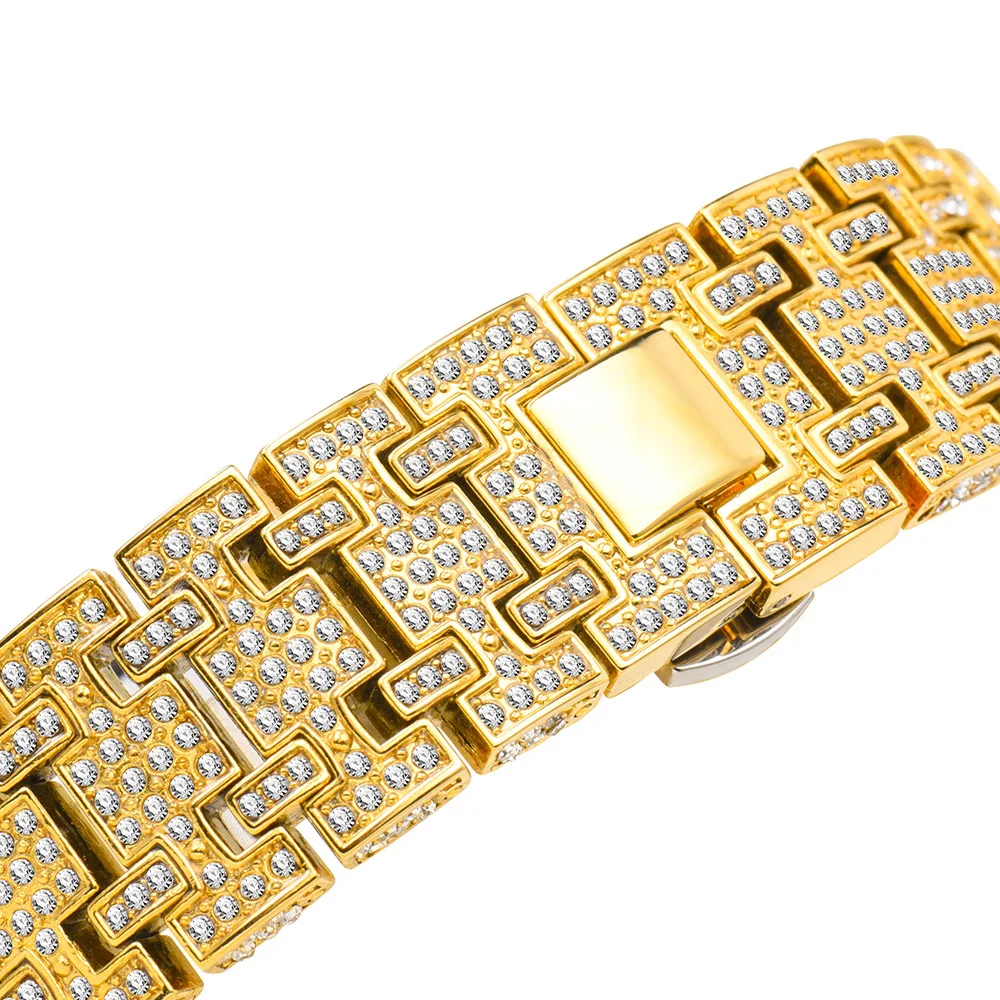 

TOPGRILLZ 2021 New Mechanical Luxury Rhinestones Watches Gold Shine Mens Watches Stainless Steel Watch Sport Watch