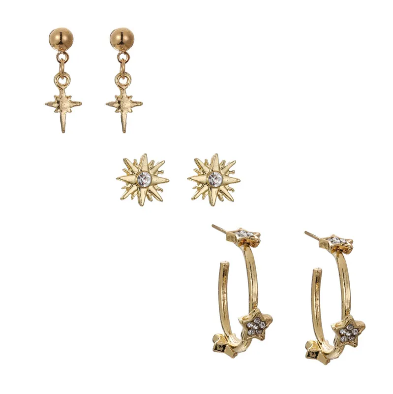 3 пар/компл. уникальный дизайн богемные серьги гвоздики Комплект сережек для