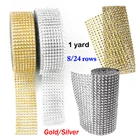 1 ярд91,5 см DIY серебряный золотой цвет Бриллиантовая сетка Стразы Лента с кристаллами фотоблестящая сетка для свадебного декора