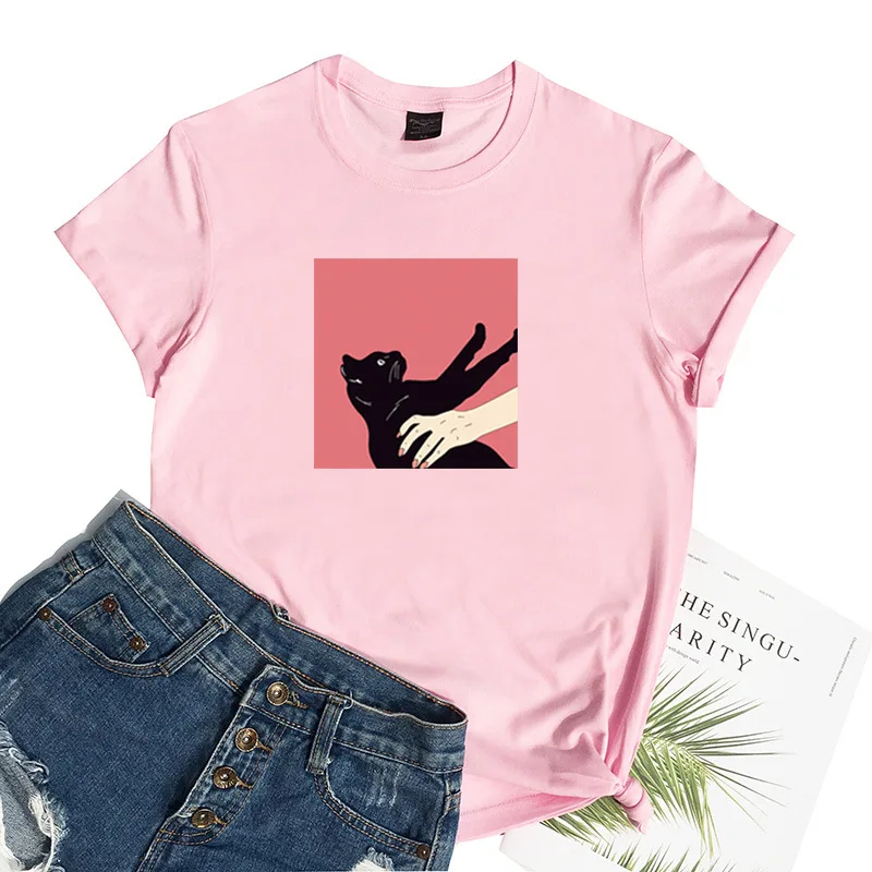 Футболка женская с коротким рукавом и круглым вырезом хлопок приталенный силуэт