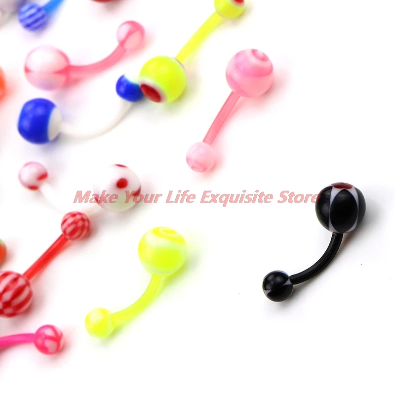 

New 20Pcs/set Mix Color Silicone Belly Piercing Navel Flexible Bar Colorful Navel Piercing Piercing Nombril Stud Earring