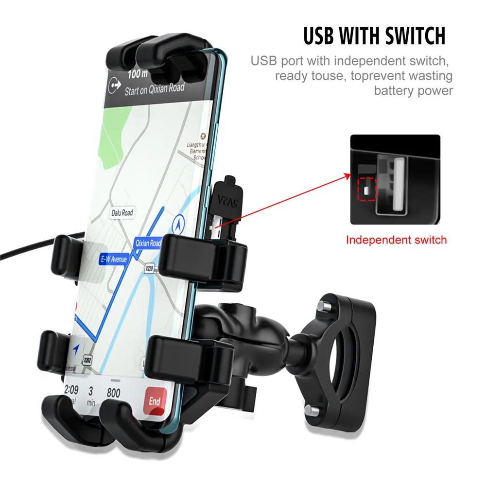 

Motorcycle Handlebar Mobile Phone Mount Holder Smartphone GPS Bracket Cradle for Samsung for HUAWEI