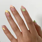 Kawaii красочные круглые ногти средней длины овальные ногти