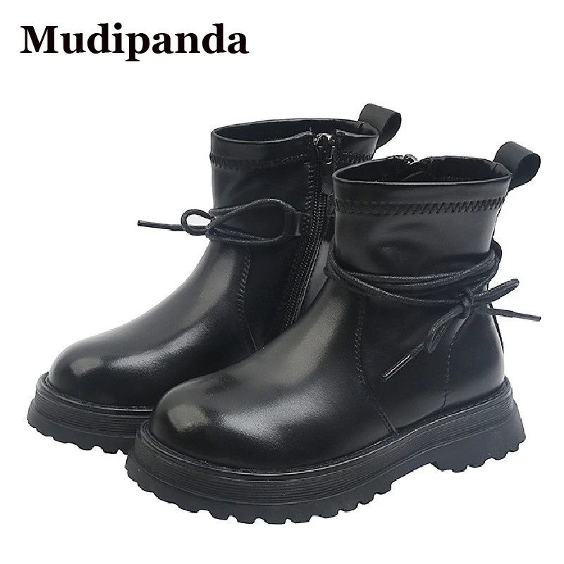 

Children Boots For Girl Women's Mid-calf Shoes Mom And Me Shoes 2021 Kids Fashion Martin Boots Leather Teen Lace Up Footwear New