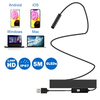 6 led lens endoscope ip67 waterproof inspection borescope wire 5m snake tube camera usb interface androidtype cpc 3 in 1 usb