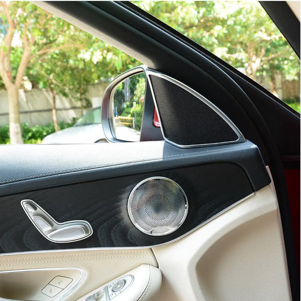 

1set=4pcs Chrome Car Door Speaker Cover Trim for Benz C E Class W205 W213 GLC200 2015-2018