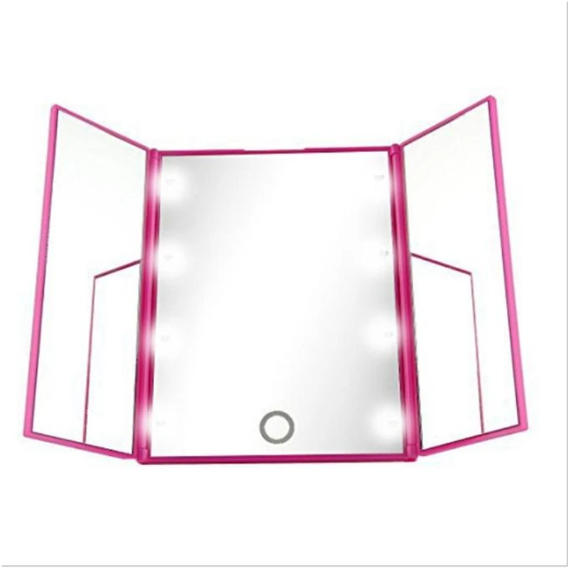 Настольный трехсторонний складной светодиодный светильник с зеркалом для