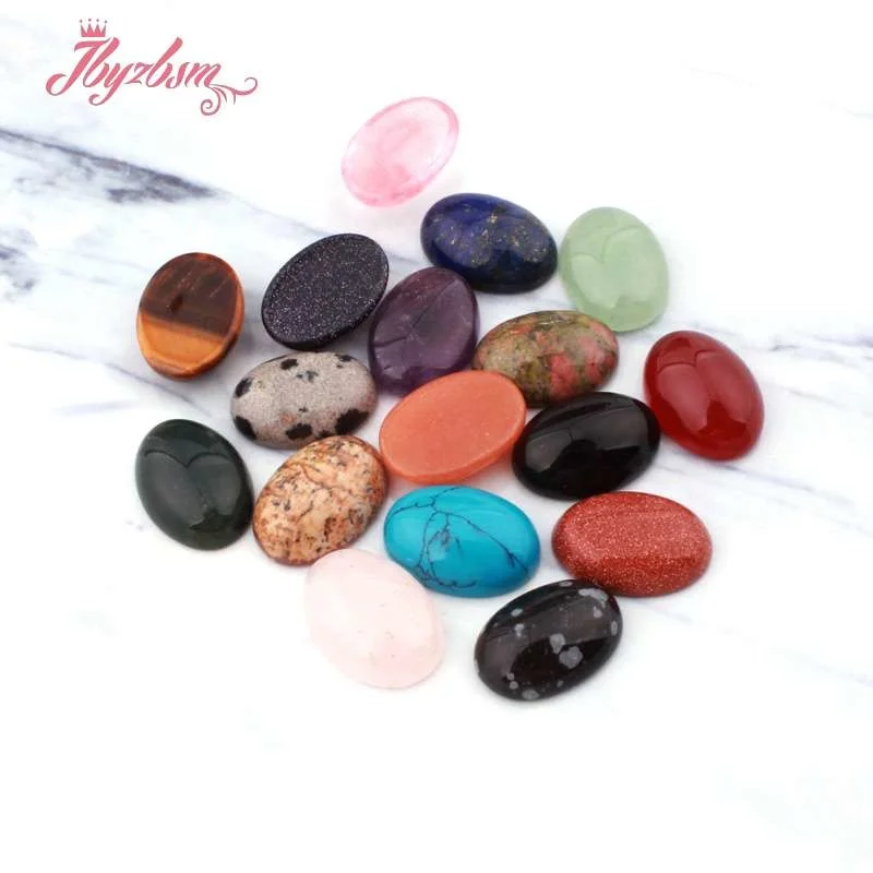 10x14mm Oval Beads CAB Cabochon Flatback Dome Undrilled Natural Stone For DIY Pandandt Earring Jewelry Making Craft 5pcs | Украшения и