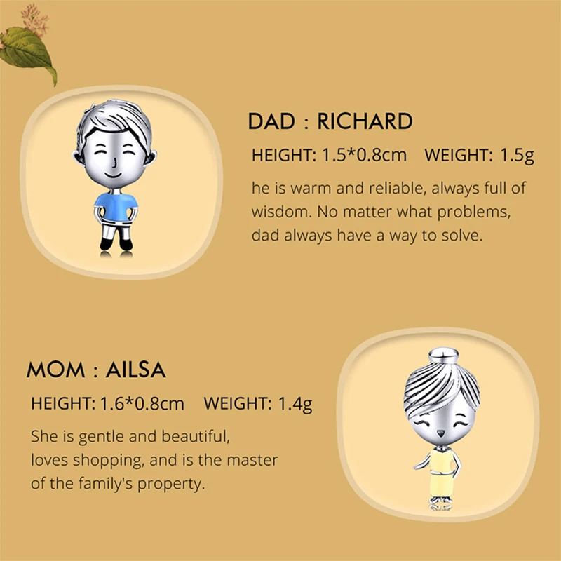 WOSTU Семейные Подвески для мамы и папы из стерлингового серебра 925 пробы бусины