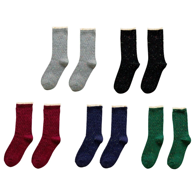 

2022 New 1 Pair Women Socks Soft Fashion Autumn Winter Travel Lace Trim Sock Outdoor Sports Japanese Style Student Daily Elastic