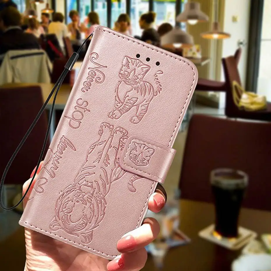 Кожаный флип-чехол с 3D кошкой и тигром для huawei P30 P20 Pro mate 30 Lite P Smart Z Y7 Prime Honor 9X20 Pro 8A 10i Y6