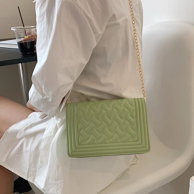 

2021 Wholesale Lingge chain bag New fashion one-shoulder messenger bag Small square bag PU leather Mini handbag