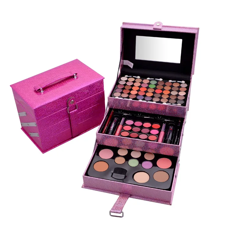 

Professional Makeup Set 3 Lyers Suitcase Makeup Kit Eye Glitter Lipstick Brushes Eyeliner Cosmetic for Makeup Eyeshadow Palette