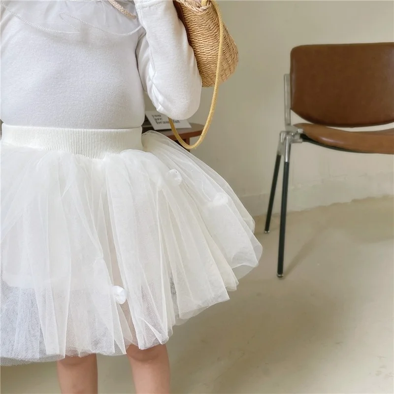 

2021 Girls Veil Skirt Dance Skirts 2021 Autumn Children Baby Solid Color Tutu New Kids Bow Baby Puffy Skirt Spring & Autumn