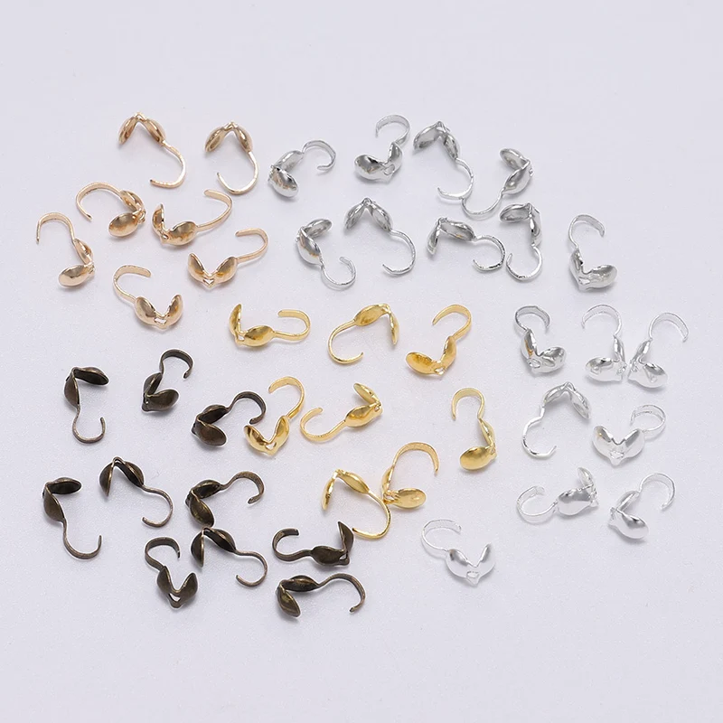 

200pcs/lot Connector Bails Chain End Crimps Beads Hook Cord End Caps For Jewelry Making Findings DIY Accessories Supplies