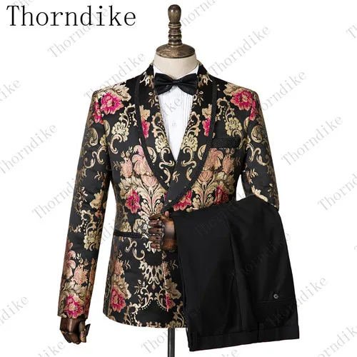 13 Thorndike Королевский Синий Облегающий медный узор костюмы новые модные мужские куртки+ брюки+ жилет из 3 предметов высокого качества мужской свадебный костюм - Цвет: 13