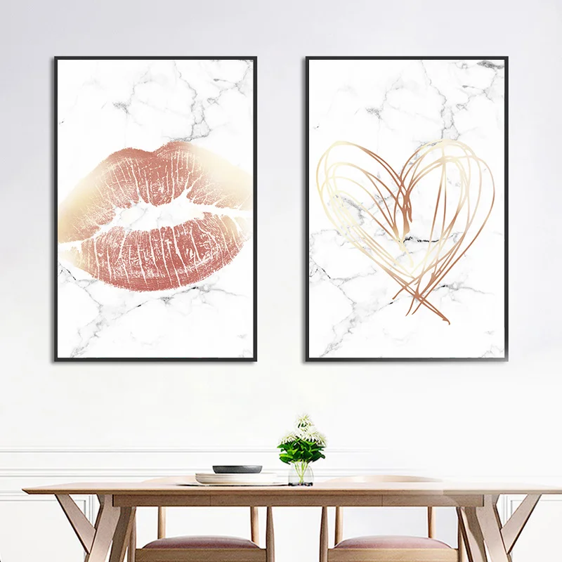 Мотивационные картины с принтом цитатой на холсте сексуальные губы сердце