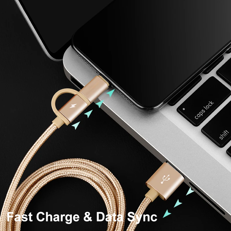 2 в 1 USB кабель для IPhone XS Max X 8 7 6 S mi cro 3.1A быстрой зарядки Xiaomi 4 Red 4X huawei P20 Lite | Мобильные