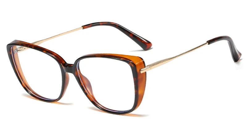 leopard with clear Peekaboo tr90, анти-синий светильник, очки для женщин, компьютер, половина металла, женские оптические очки, кошачий глаз, женские подарки, аксессуары - Цвет оправы: leopard with clear