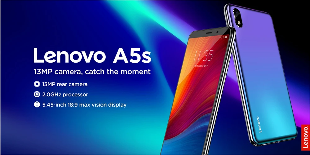 Смартфон lenovo A5s 2 Гб 16 Гб MT6761 с четырехъядерным процессором 13 МП и камерой, 5,45 дюймов, HD 18:9 экран, 3000 мАч, разблокировка лица