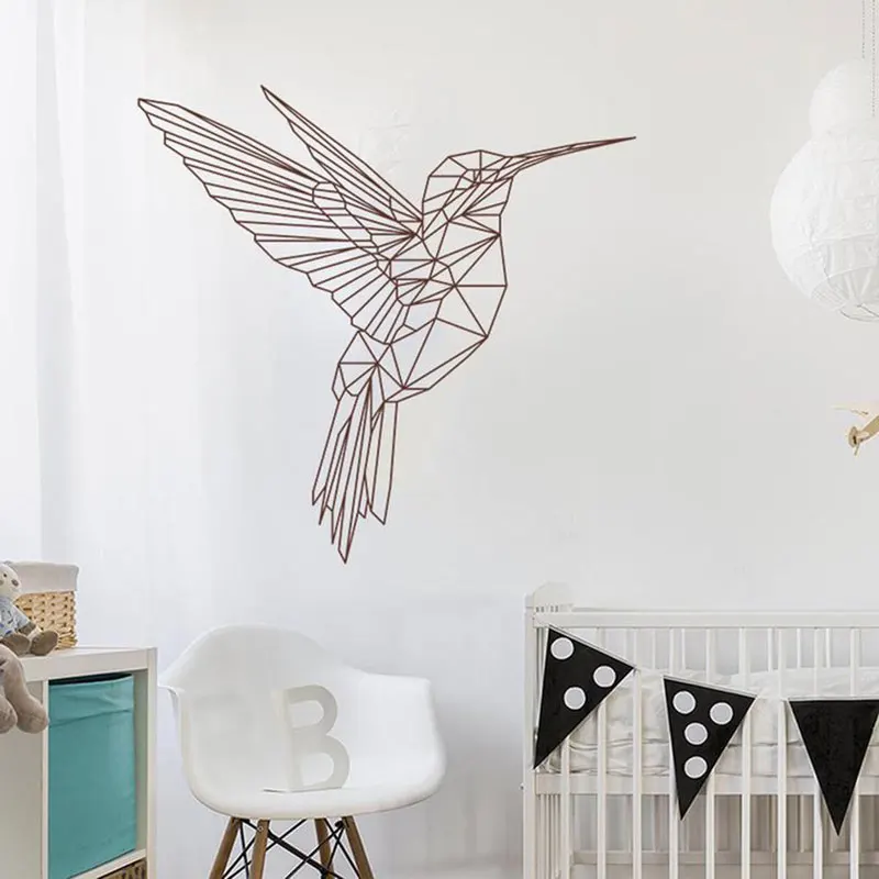 Геометрическая Наклейка на стену Colibri птица абстрактная природа птицы животные