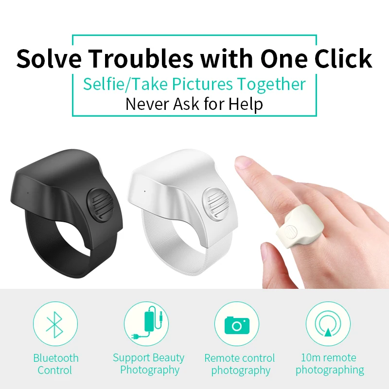 mini bluetooth 5 1 self timer remote control button wireless controller smart finger ring wearable devices for phone free global shipping