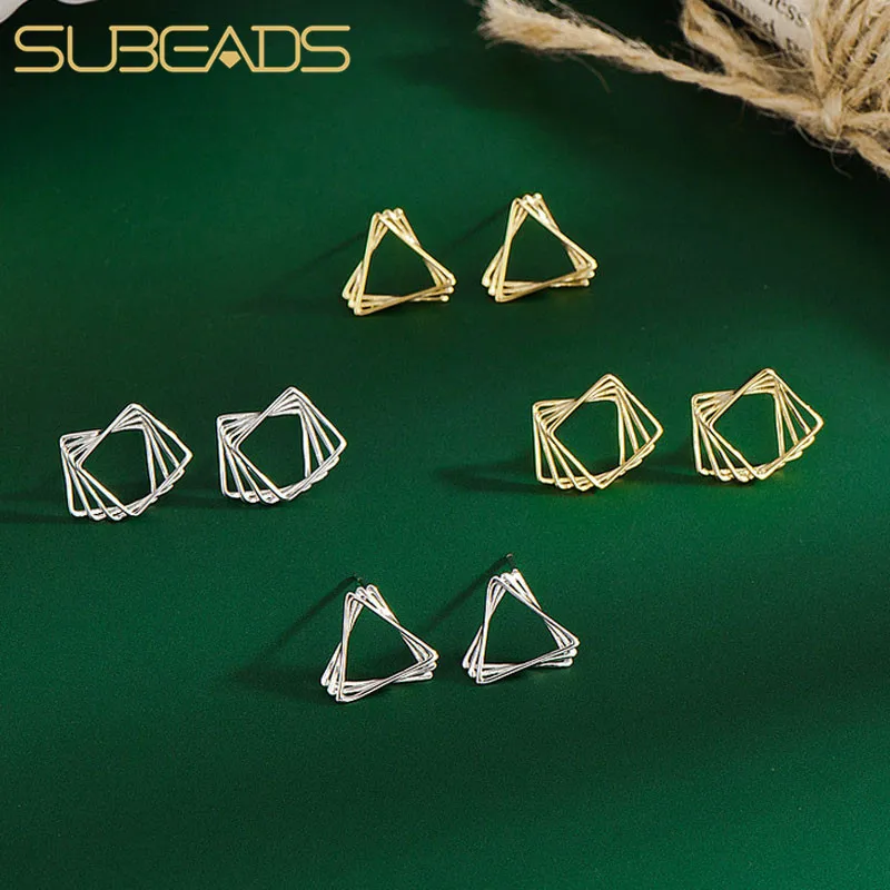 

Серьги-гвоздики женские из серебра 925 пробы, геометрические