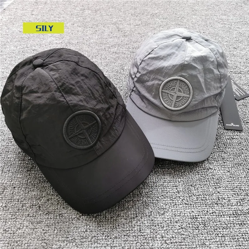 

Stone New 2021 Island Metal Nylon Peaked Cap Sun Protection Hat for Men and Women Couple Same Style Sun Hat for Women