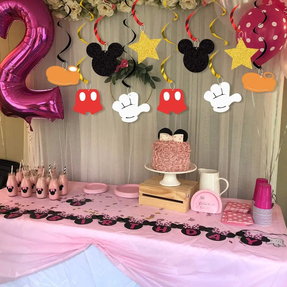 

6pc/pack Kids Party Decoration Cartoon Mickey Mouse Ceiling Hanging Spiral Garland Home Decor DIY Party Ornaments Party Supplies