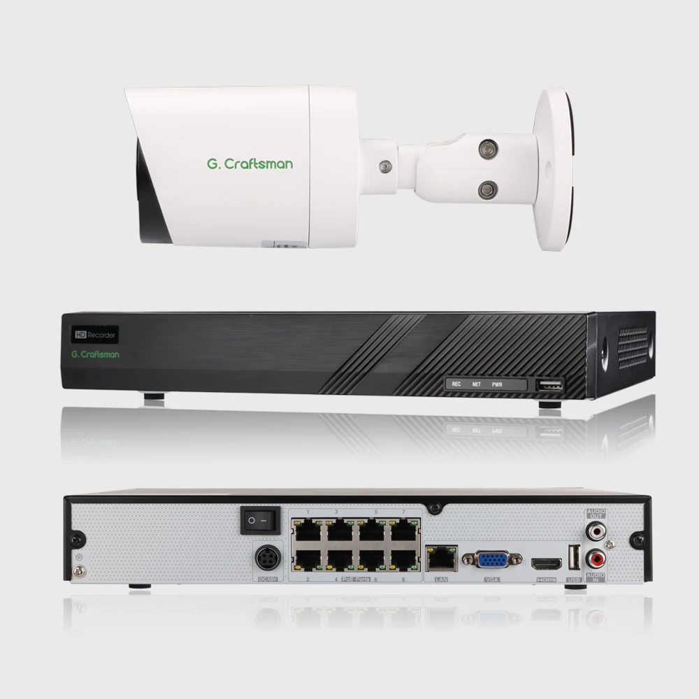 4-канальный набор POE системы CCTV безопасности 4K Sony IMAX415 H.265 8-канальный NVR Наружная водонепроницаемая аудио IP-камера Система видеонаблюдения с сигнализацией и видео P2P.