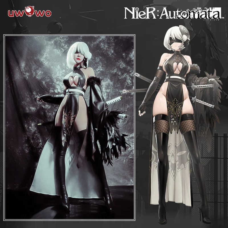 UWOWO × посудомоечная машина 1910 Nier: Automata 2B Cheongsam Fanart Ver. Косплей Костюм эксклюзивные