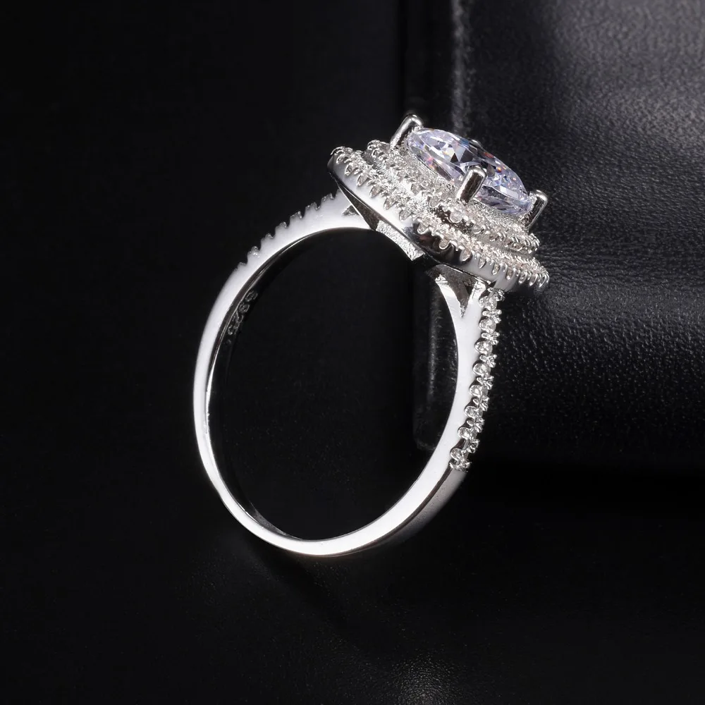 Акция! Женское кольцо из серебра 100% пробы с имитацией бриллианта 3 карата|jewelry