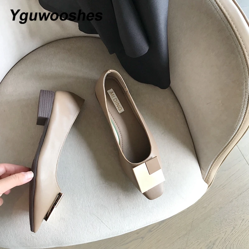 

Square toe shallow mouth single shoes women's shoes 2019 new retro metal decorative lofu shoes leather shoes zapatos de mujer