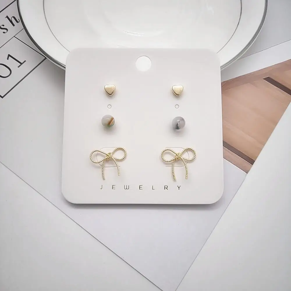 Серьги с золотым сердечком 3 пары модные украшения вечерние серьги подарки на