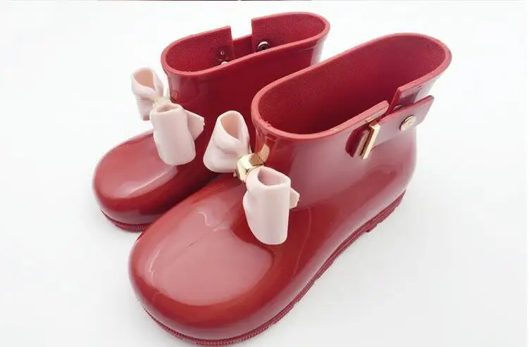 Mini Melissa/непромокаемые резиновые сапоги для девочек с бантиком Новинка 2020 года