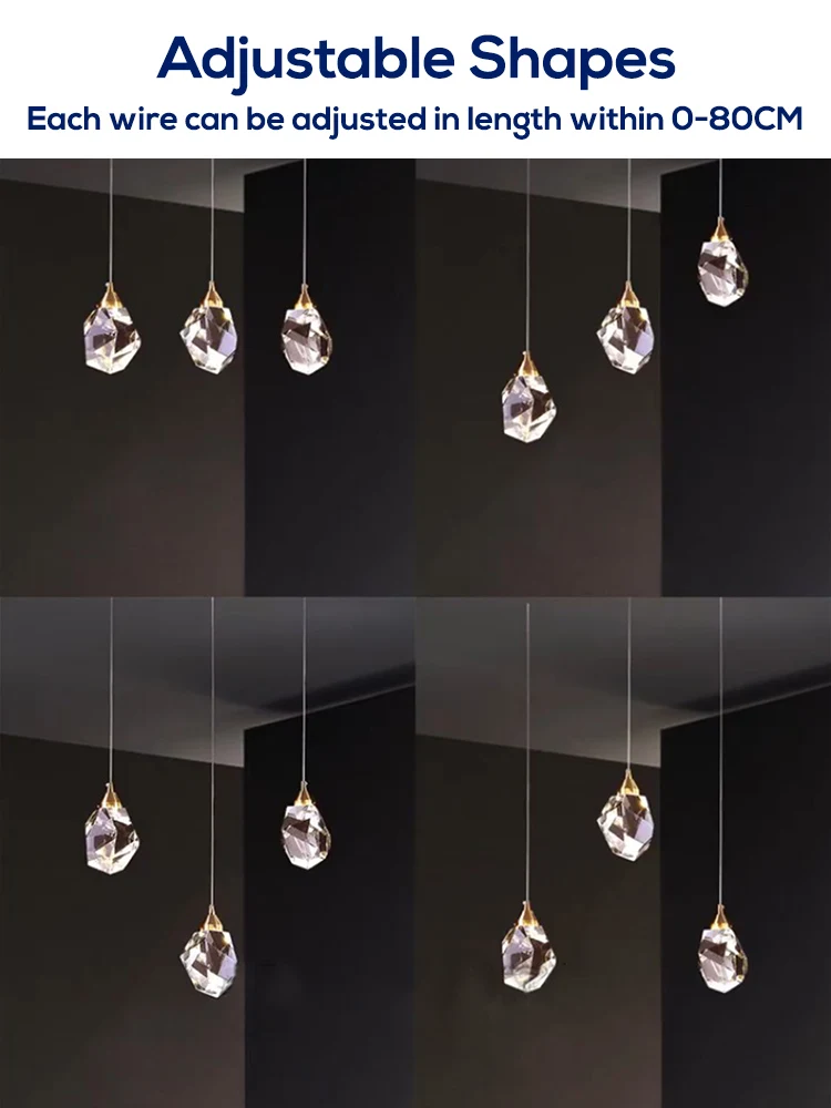 

NEW Pendant Lights Bedroom Led Full Brass Crystal Nordic Lamp Luminaire Suspension Decoration Salon Hanging Lamp 220V